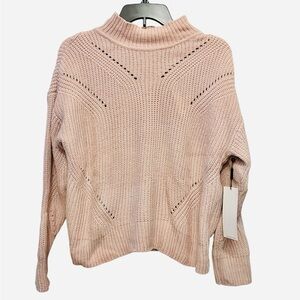 Calvin Klein Cozy Pink Knit Eyelet Design Sweater